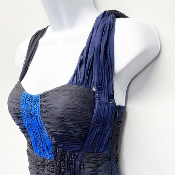 Alberto Makali Ombré Beaded Gown Silk Blue Size 2 - Picture 5 of 16